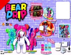 BEAR DRIP – OURS À PEINDRE AVEC COULÉE ARTISTIQUE DIY 18 CM (7